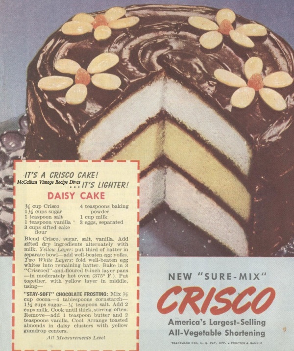 Crisco Vintage Daisy Cake Ad with Recipe