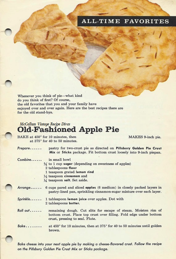 Old Fashioned Apple Pie 1961