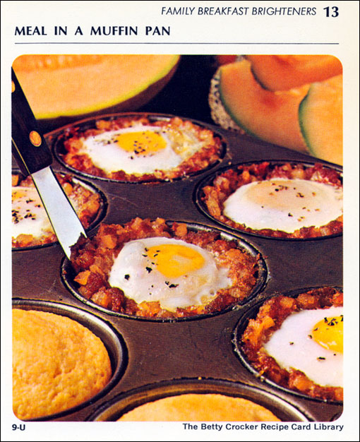Meal In A Muffin Pan Betty Crocker recipe card-1971